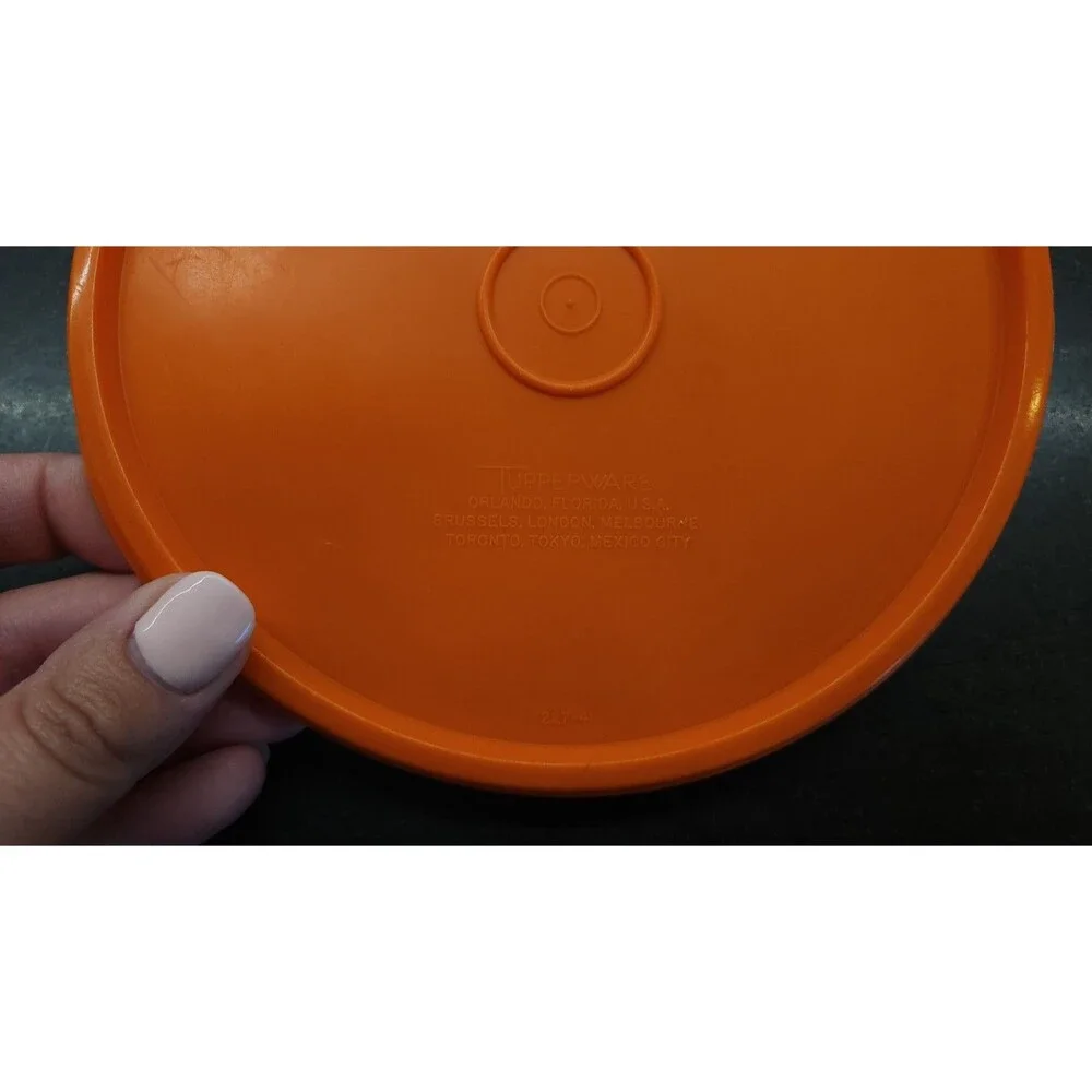 Vintage Orange Round Replacement Tupperware Lid 227-41 C Tab 6.25